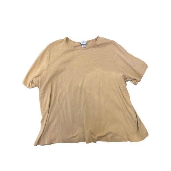 CJ Banks Womens 3X Beige Short Sleeve 100% Cotton T-Shirt Cozy Basic - Picture 1 of 5